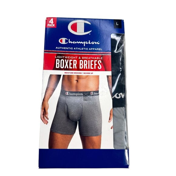 Lot of 4 Champion Men's Boxer Briefs Size Large Black Gray New In Package - Picture 1 of 7